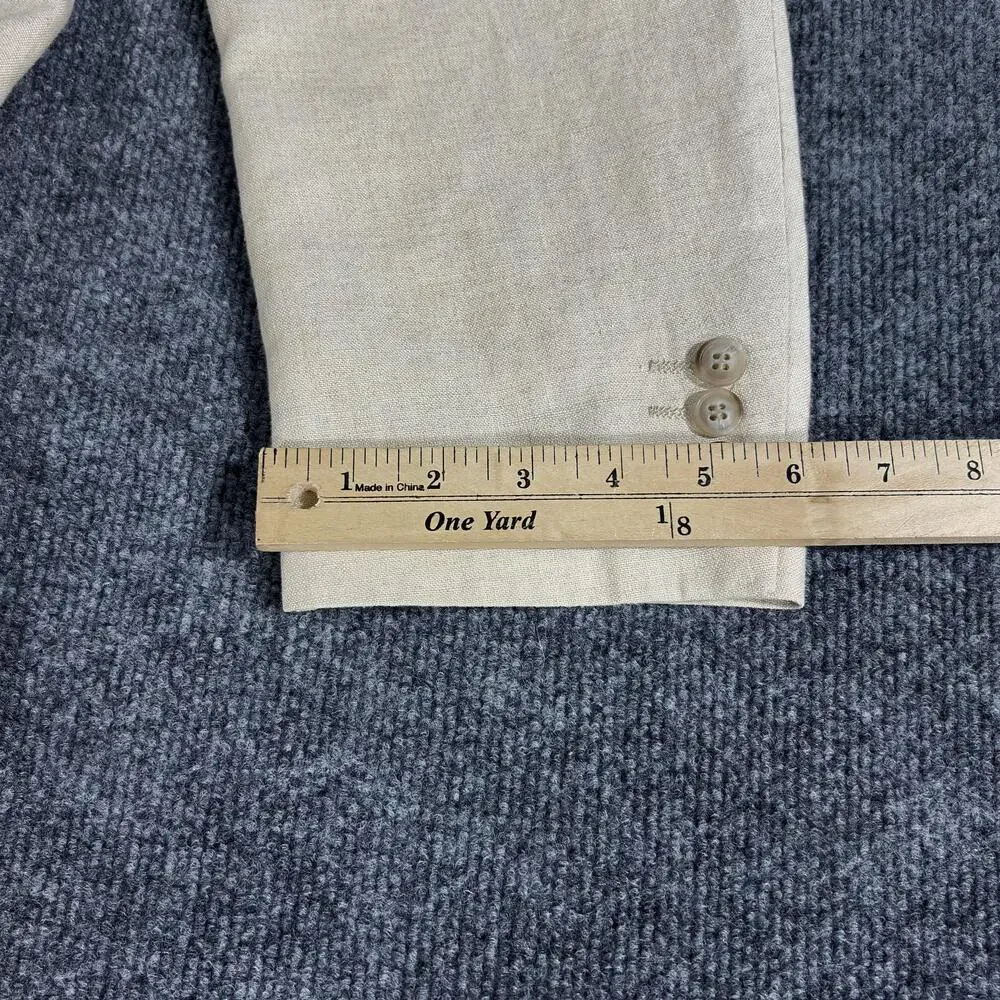 Tommy Hilfiger Blazer Mens Large Beige Linen Blend Tailored USA Classic Jacket